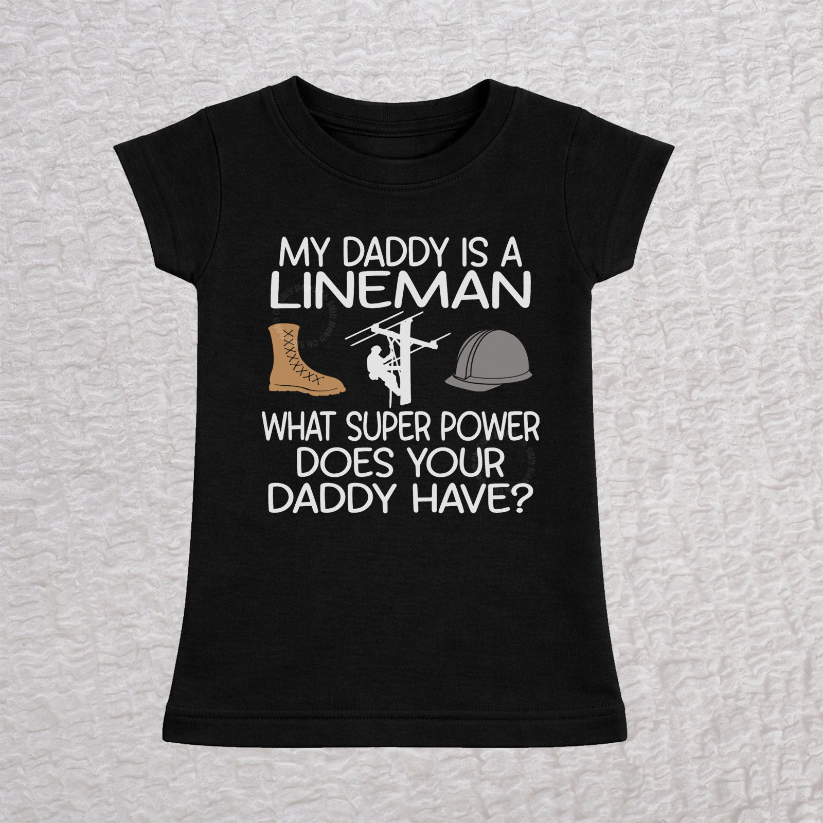 My Daddy Is a Lineman toddler girls t-shirt black short sleeve lineman shirt