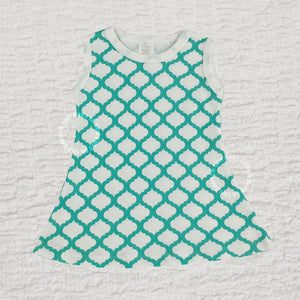 Quatrefoil Print Grow With Me baby dress made from 100% cotton interlock knit fabric