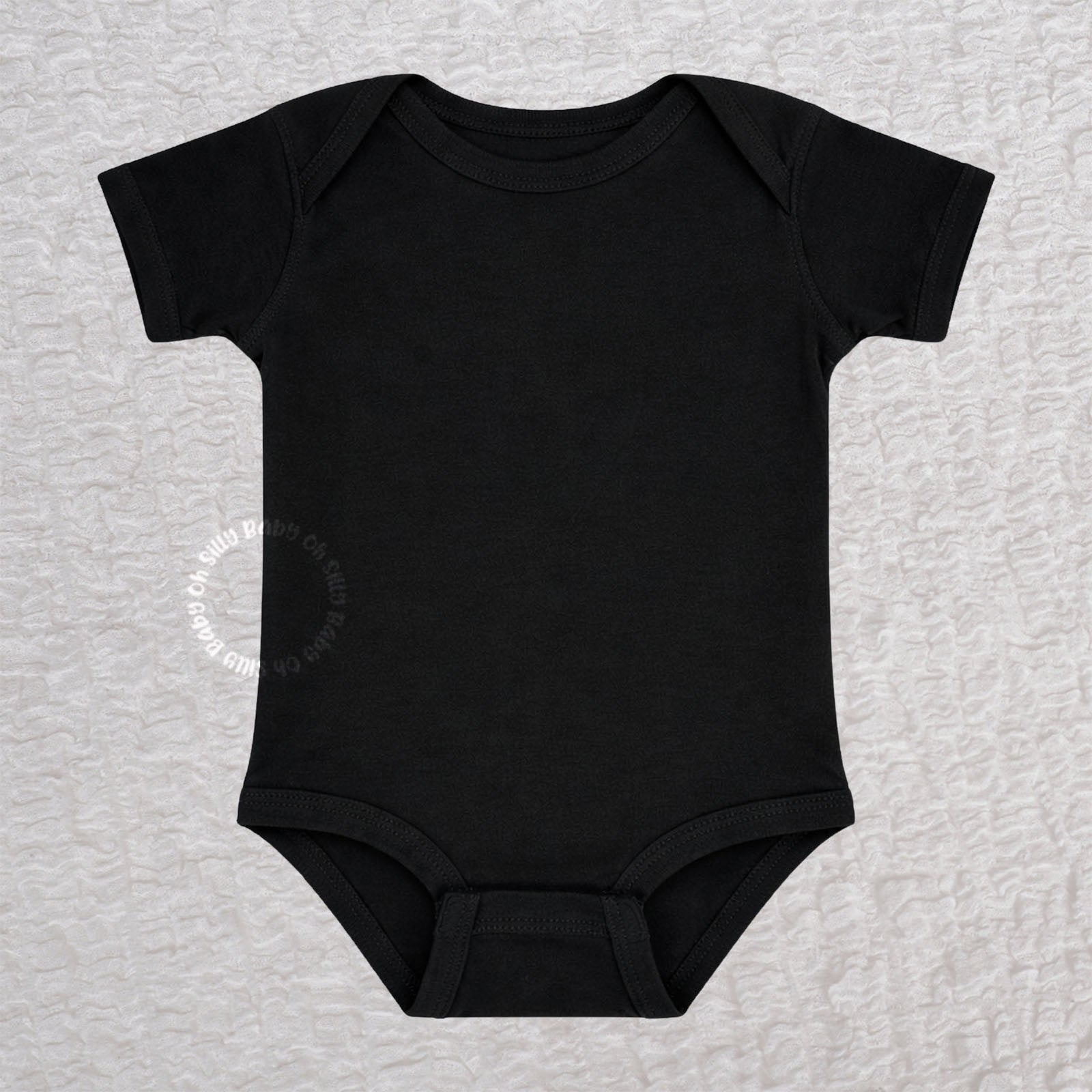 Blank black short sleeve baby bodysuit