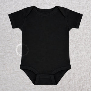 Blank black short sleeve baby bodysuit
