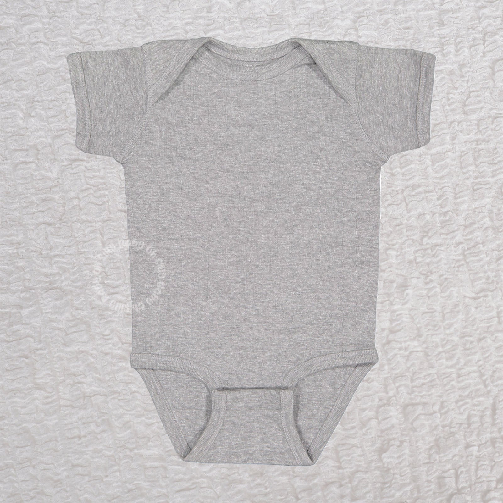 Blank heather gray short sleeve baby bodysuit