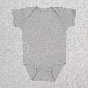 Blank heather gray short sleeve baby bodysuit