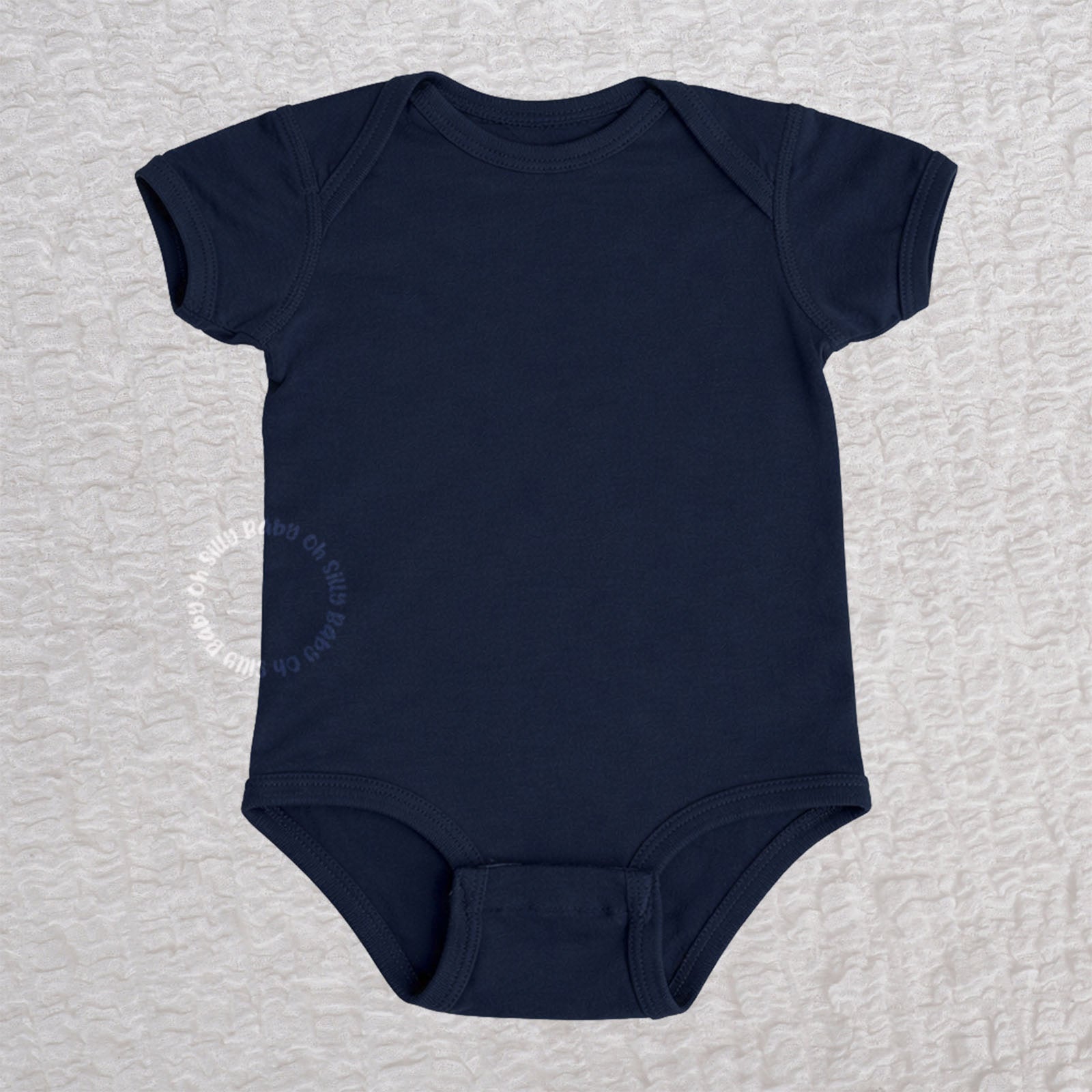 Blank navy short sleeve baby bodysuit