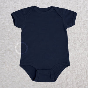 Blank navy short sleeve baby bodysuit