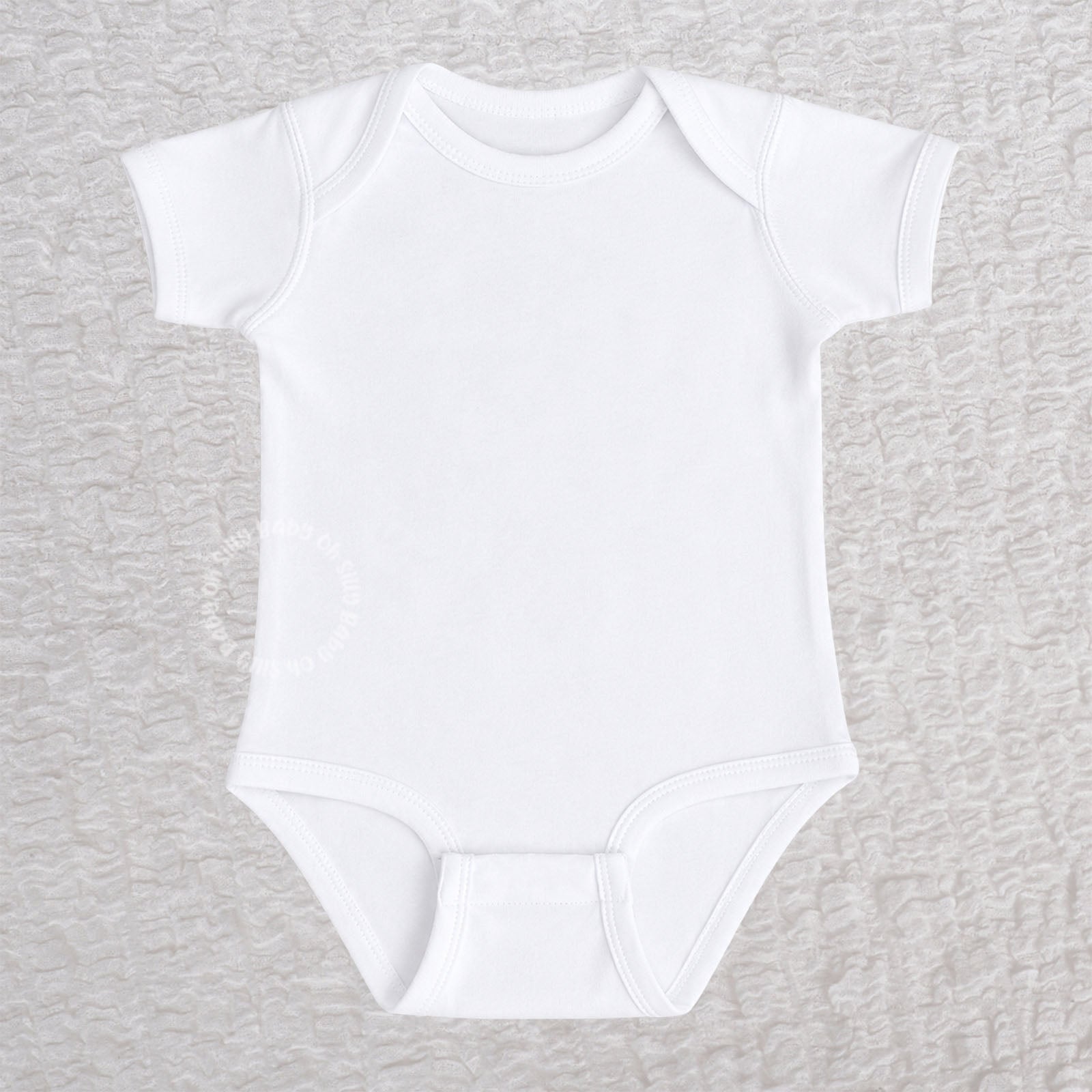 Blank white short sleeve baby bodysuit