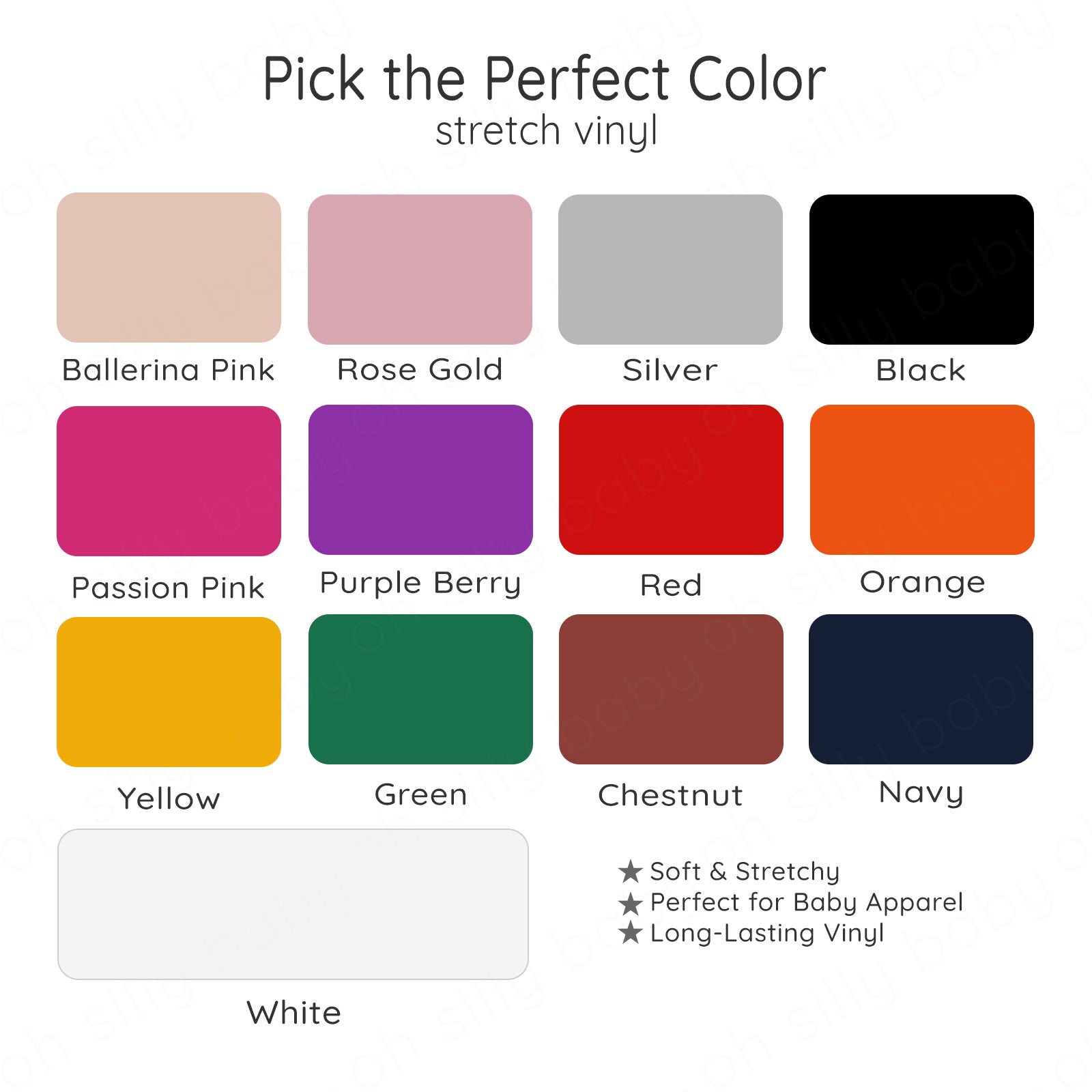 Stretch vinyl color chart for personalized Little Brother beanie hats