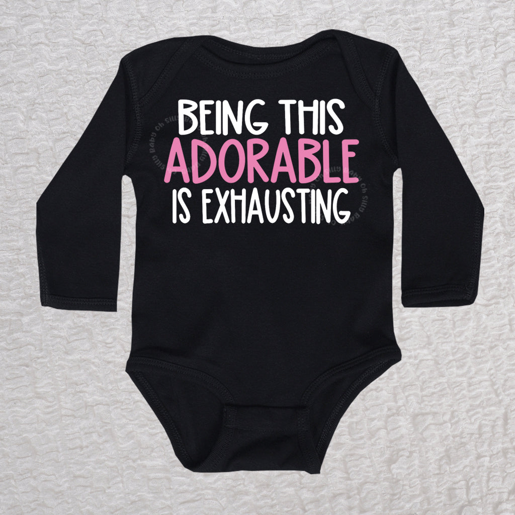 Being This Adorable Long Sleeve Black Bodysuit