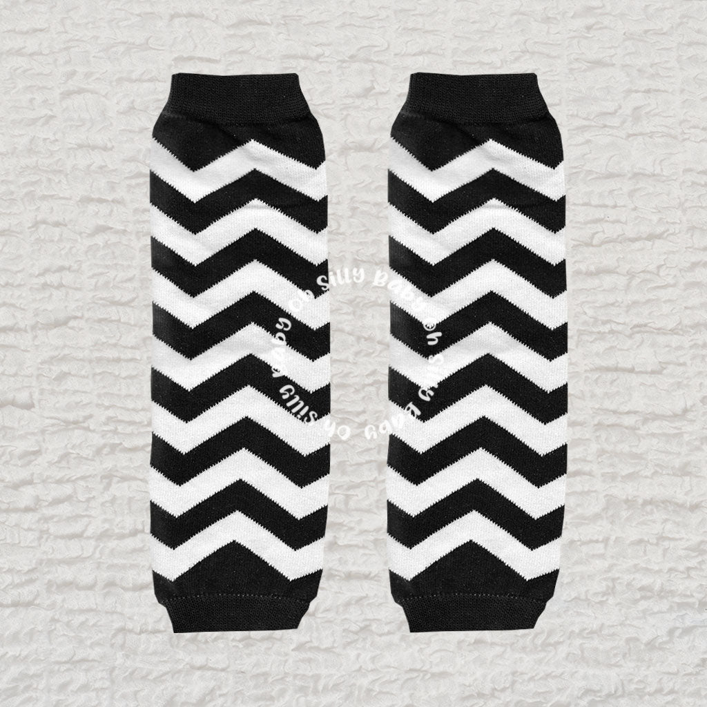 Black and White Chevron Baby Leg Warmers