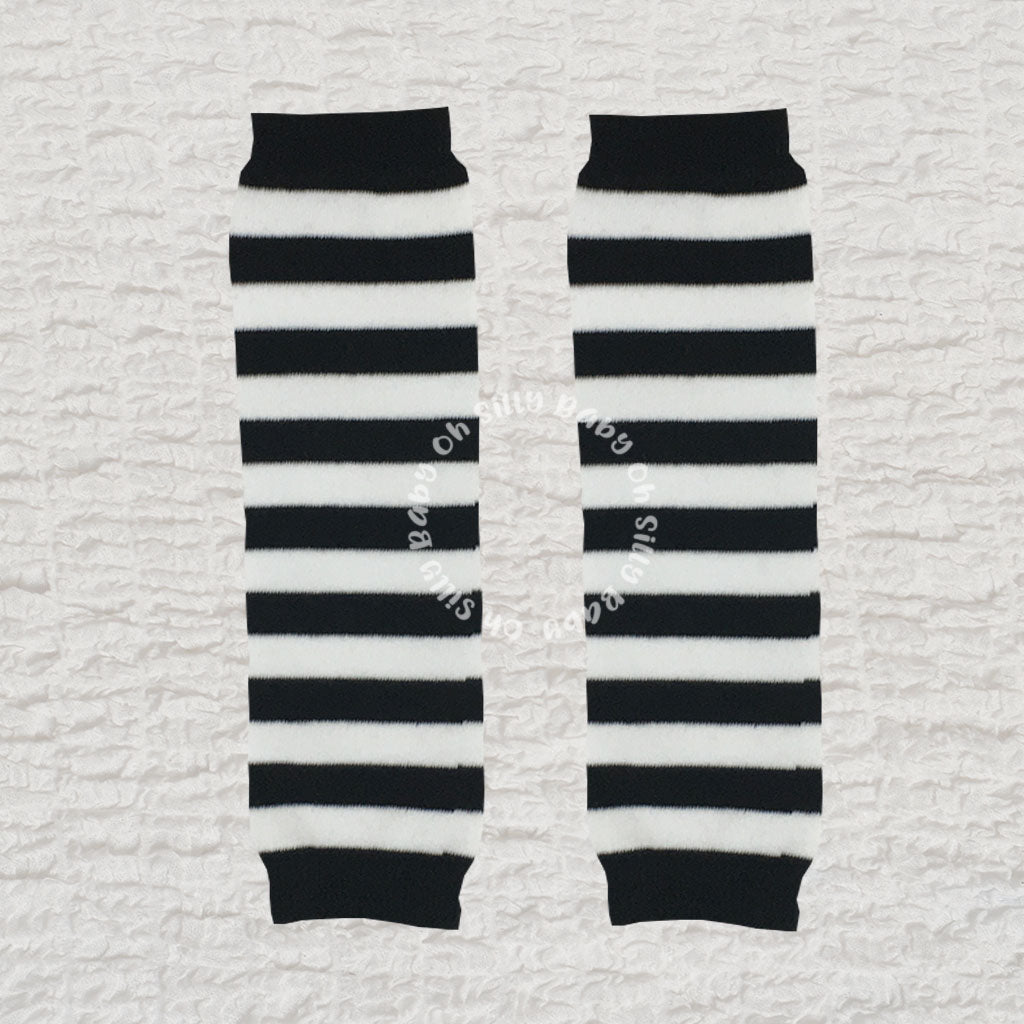 Black and White Stripe Baby Leg Warmers