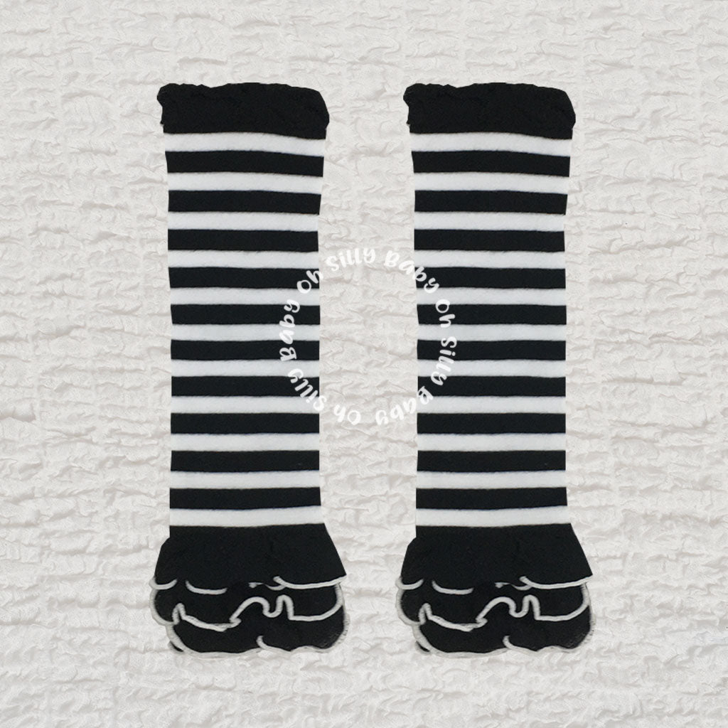 Black and White Stripe Ruffle Baby Leg Warmers