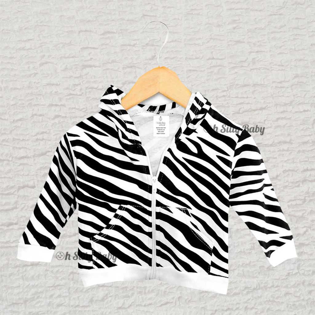 Black and White Zebra Hoodie 6-12 Months