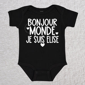 Bonjour Monde Short Sleeve Black Bodysuit
