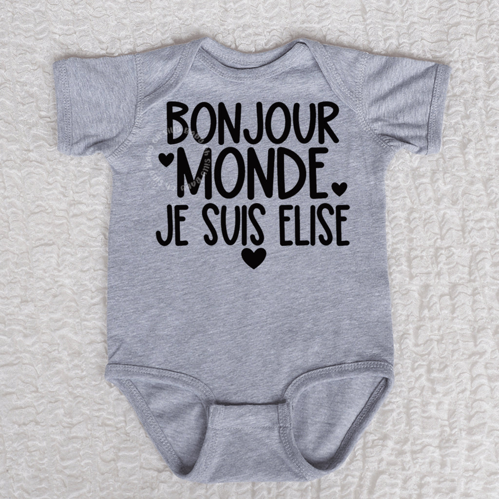 Bonjour Monde Short Sleeve Heather Bodysuit