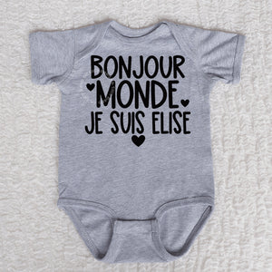 Bonjour Monde Short Sleeve Heather Bodysuit