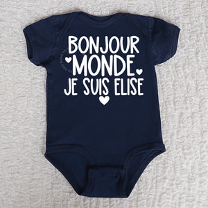 Bonjour Monde Short Sleeve Navy Bodysuit