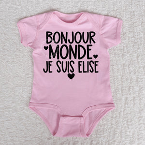 Bonjour Monde Short Sleeve Pink Bodysuit