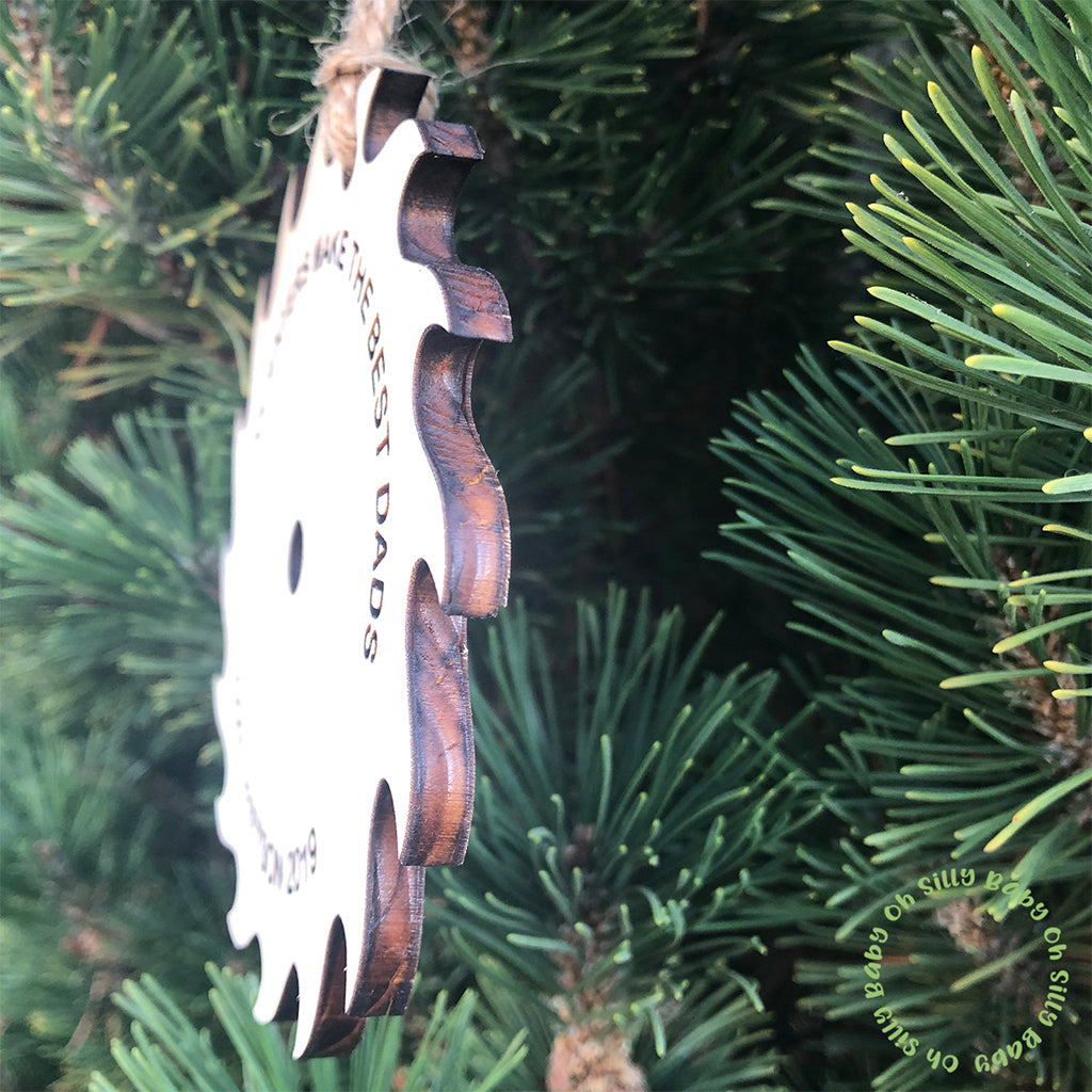 Carpenter Saw Blade Personalized Christmas Ornament Side View