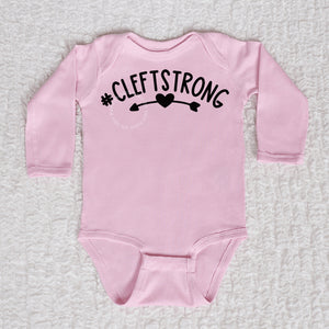 Cleftstrong Heart Long Sleeve Pink Bodysuit