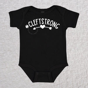 Cleftstrong Heart Short Sleeve Black Bodysuit