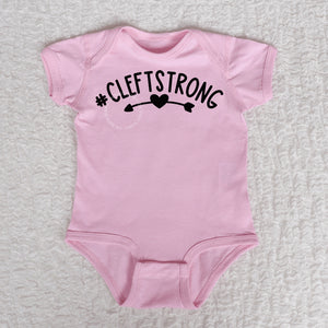 Cleftstrong Heart Short Sleeve Pink Bodysuit