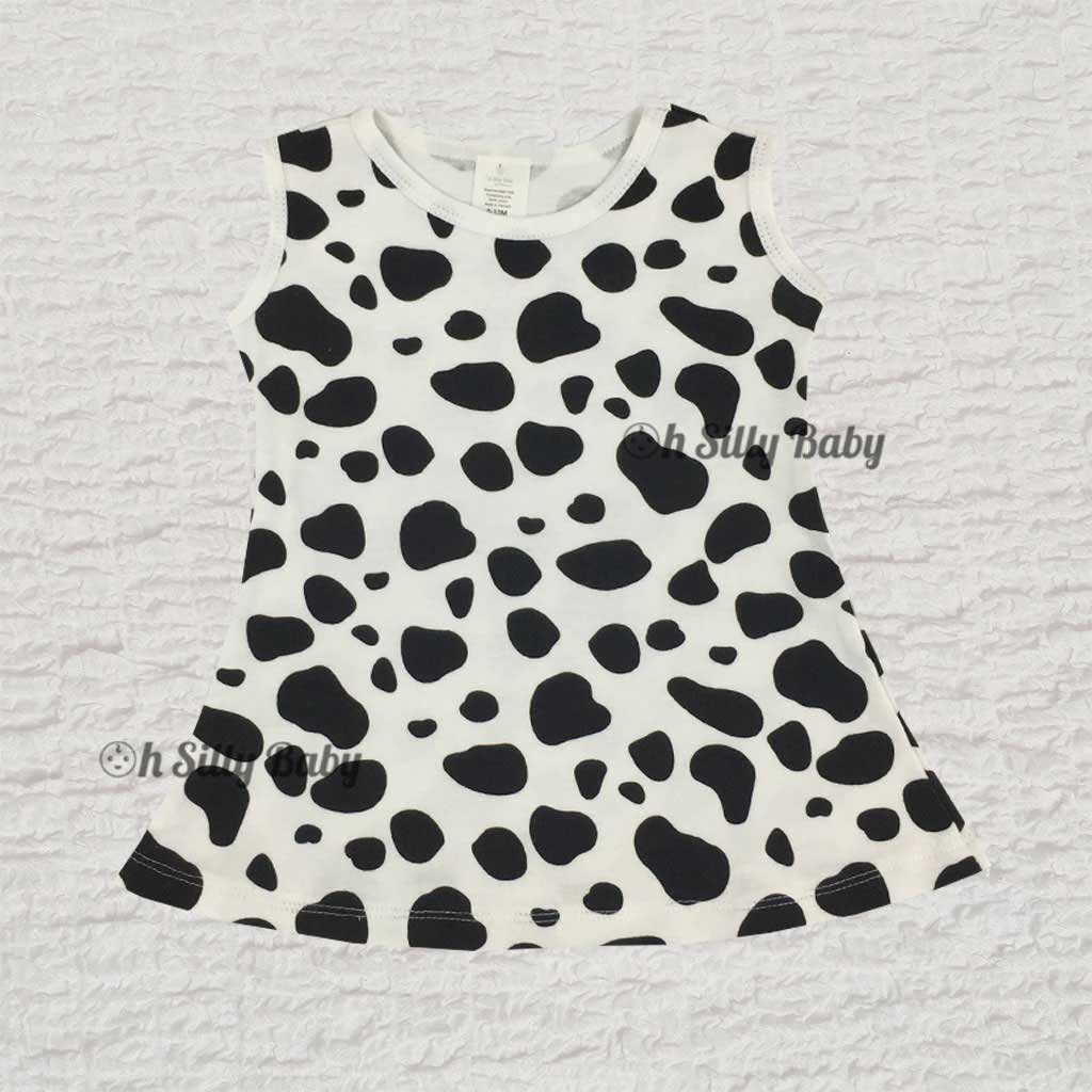 Cow Print Grow With Me  Dress 0-12 Months