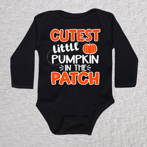 Cutest Little Pumpkin Long Sleeve Black Bodysuit