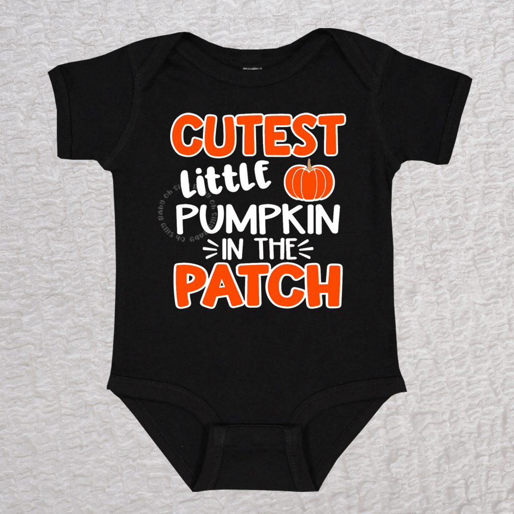 Cutest Little Pumpkin Short Sleeve Black Bodysuit