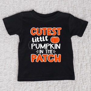 Cutest Little Pumpkin Short Sleeve Black Shirt