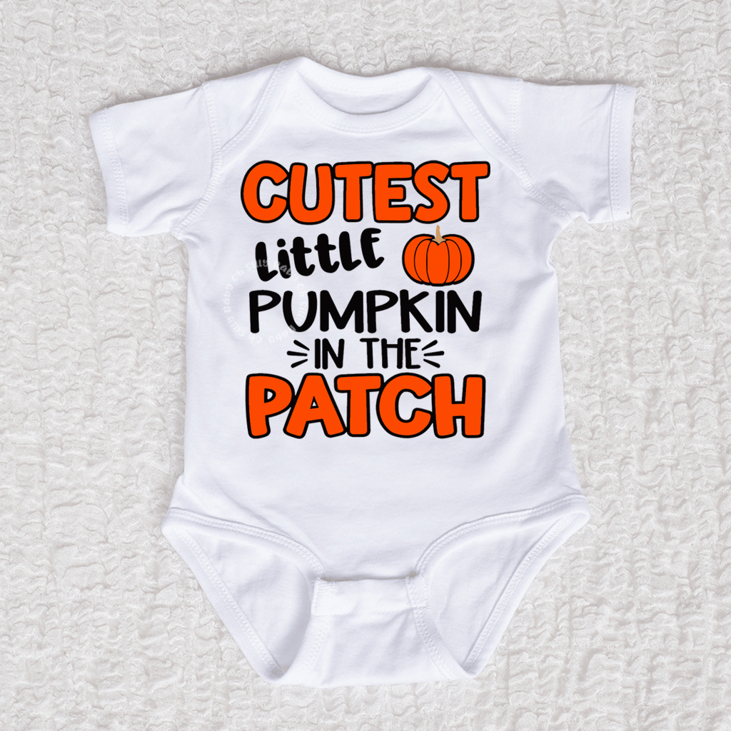 Cutest Little Pumpkin Short Sleeve White Bodysuit