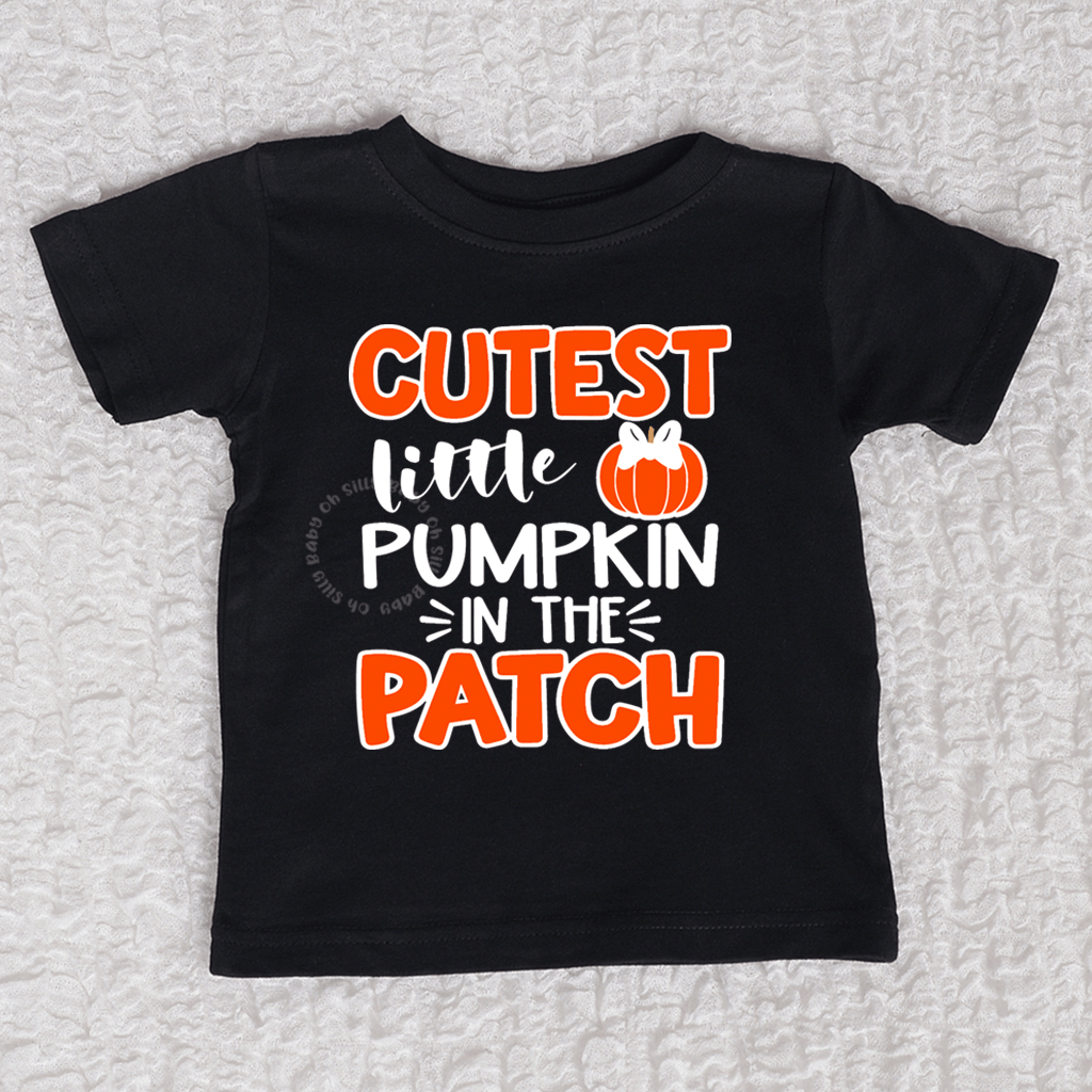 Cutest Little Pumpkin Short Sleeve Black Shirt