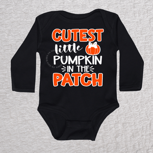 Cutest Little Pumpkin Long Sleeve Black Bodysuit