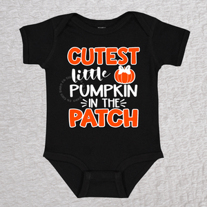 Cutest Little Pumpkin Short Sleeve Black Bodysuit