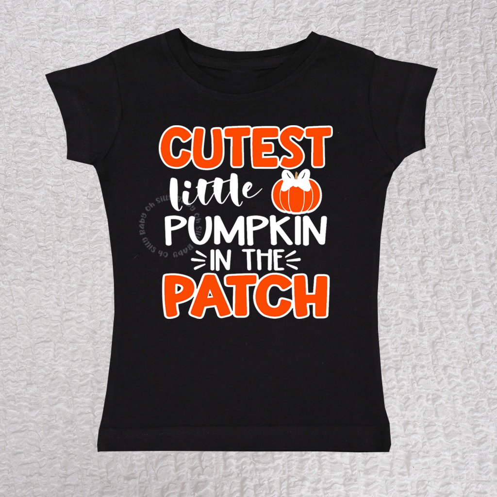 Cutest Little Pumpkin Short Sleeve Girl Black Shirt