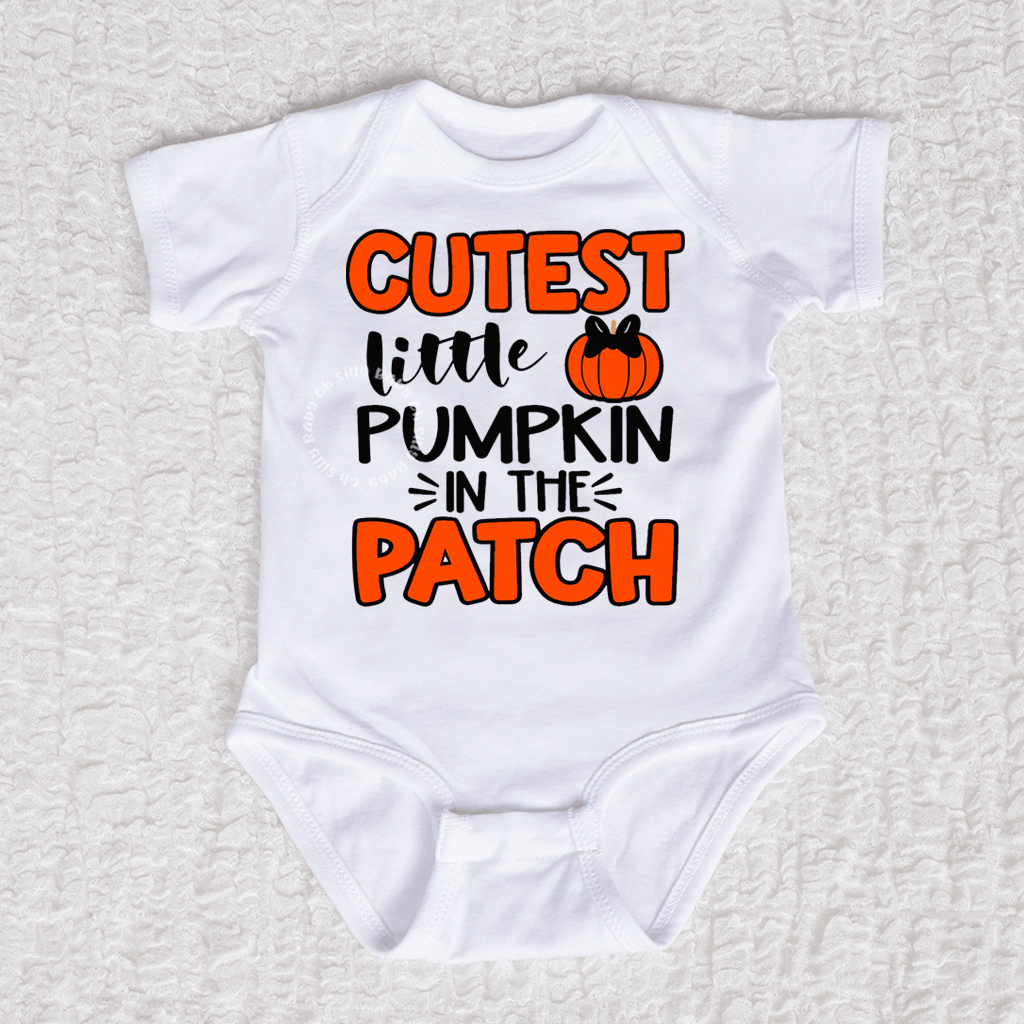 Cutest Little Pumpkin Short Sleeve White Bodysuit