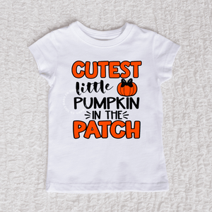 Cutest Little Pumpkin Short Sleeve Girl White Shirt
