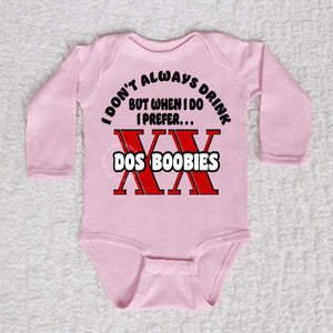 Dos Boobies Long Sleeve Pink Bodysuit