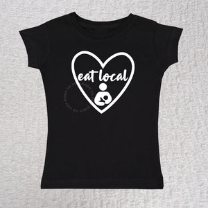 Eat Local Heart Short Sleeve Black Shirt