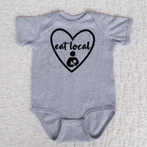 Eat Local Heart Short Sleeve Heather Bodysuit