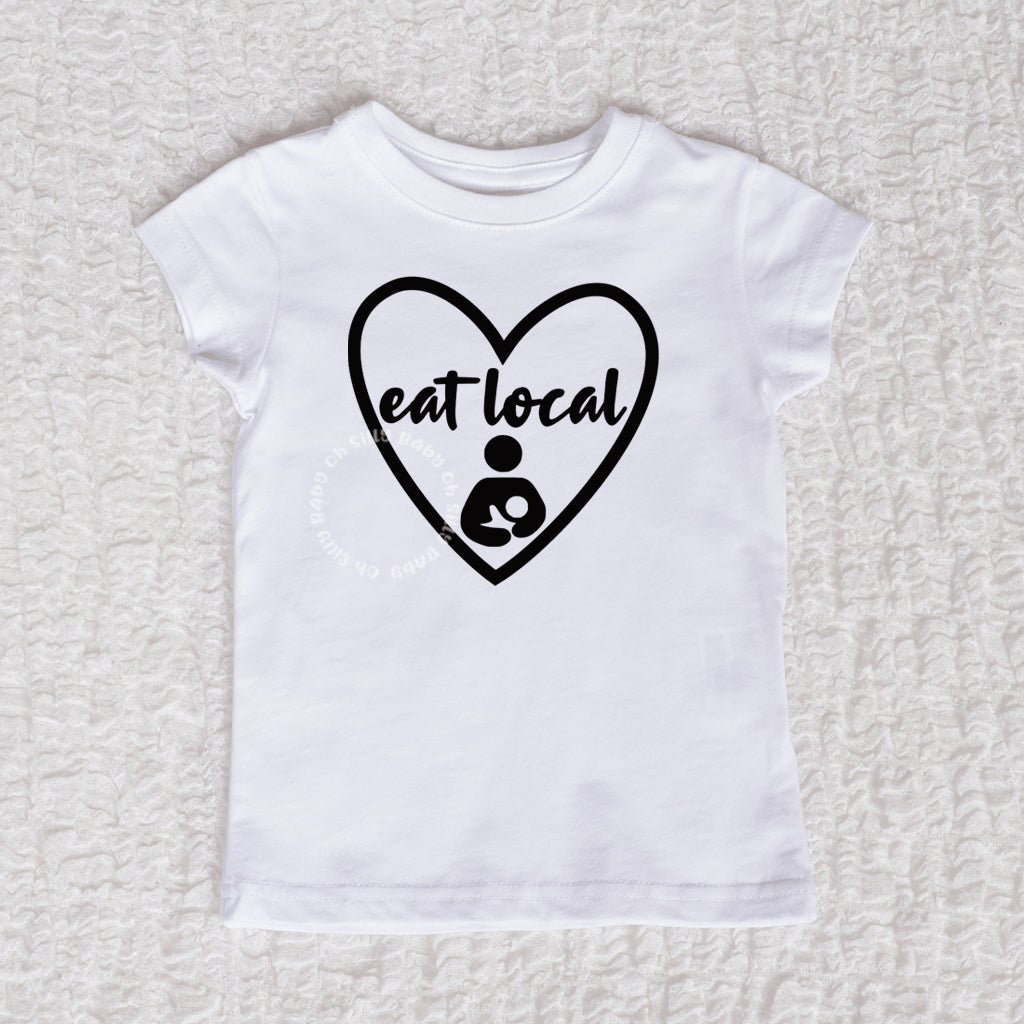 Eat Local Heart Short Sleeve White Shirt