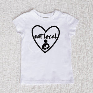 Eat Local Heart Short Sleeve White Shirt