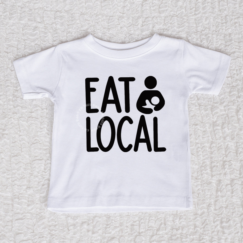 Eat Local Short Sleeve White Shirt