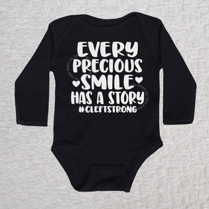 Every Precious Smile Long Sleeve Black Bodysuit