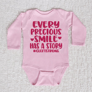 Every Precious Smile Long Sleeve Pink Bodysuit