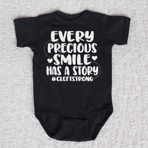 Every Precious Smile Short Sleeve Black Bodysuit