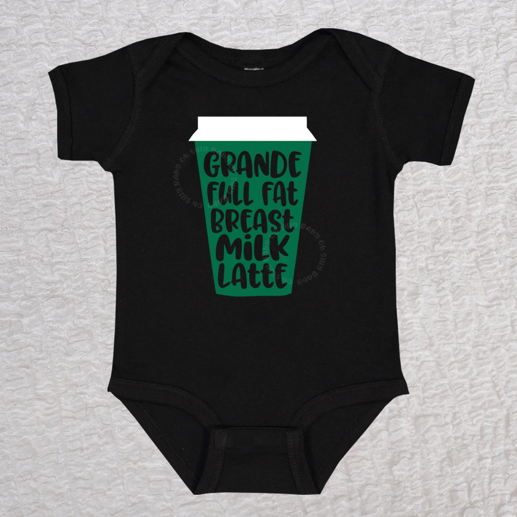 Grande Full Fat Breast Milk Latte Short Sleeve Black Bodysuit
