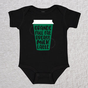 Grande Full Fat Breast Milk Latte Short Sleeve Black Bodysuit