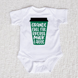 Grande Full Fat Breast Milk Latte Short Sleeve White Bodysuit