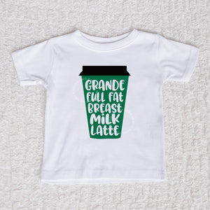 Grande Full Fat Breast Milk Latte Short Sleeve White Shirt