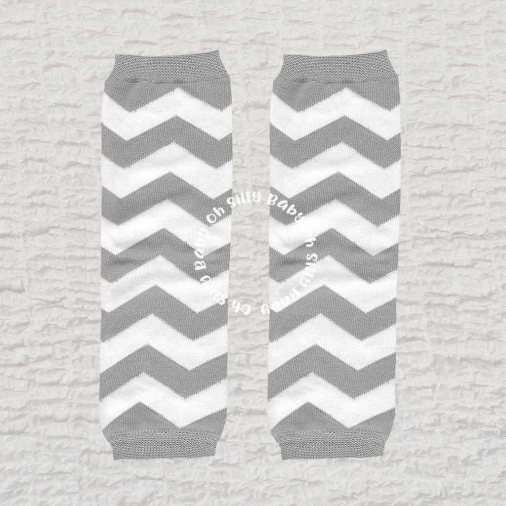 Gray and White Chevron Leg Warmer