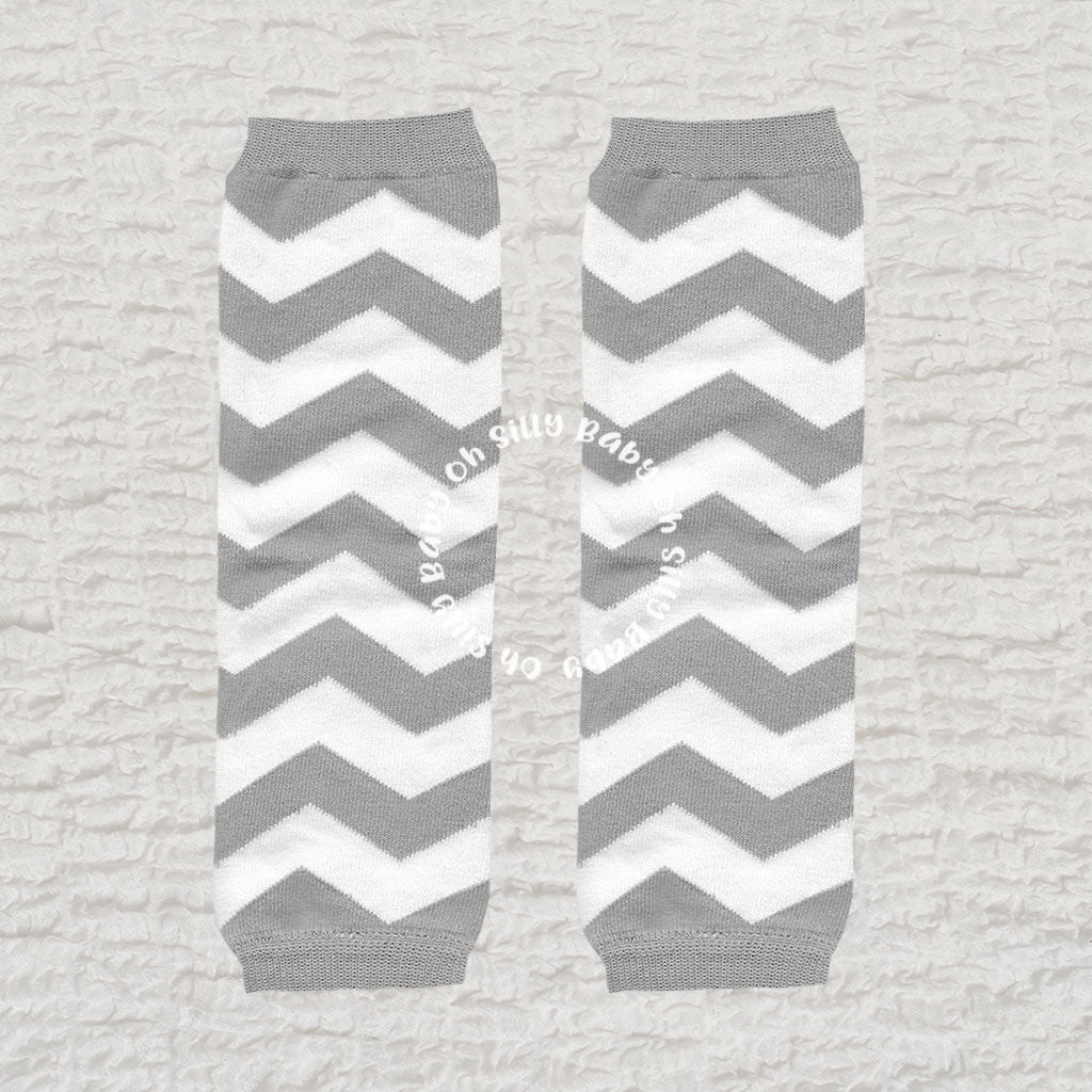 Gray and White Chevron Leg Warmer